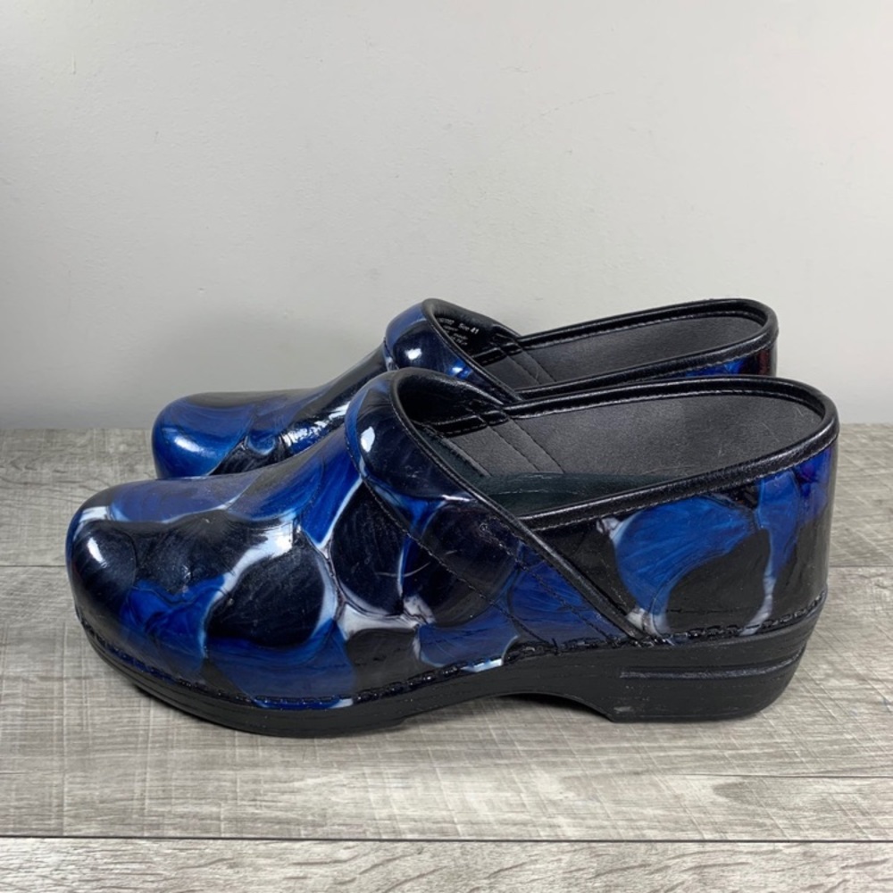 Dansko Professional Marbled Blue Leather Women's Clogs Shoes Mules Size 10.5-11 - Picture 5 of 9
